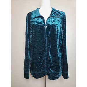 Tickled Pink Womens Long Sleeves Jacket Zipper Green Size XL A379
